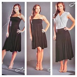 Lapis Gray Convertible Stretch Knit Dress / Skirt With Gathered Detail ~ Large